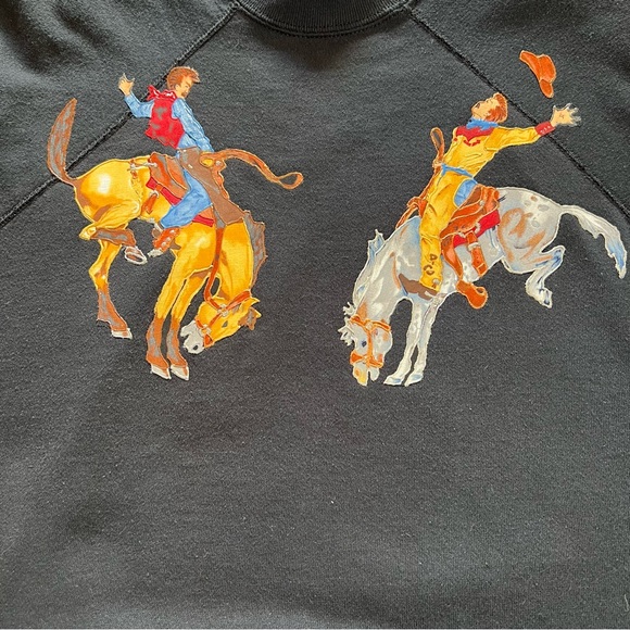Black Cowboy Rodeo Embellished Graphic Crew Neck Long Sleeve Sweatshirt Size XL - Picture 3 of 9